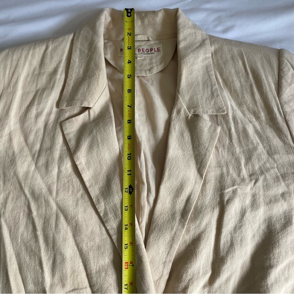 Free People "Olivia" Double Breasted Linen Blend Pebble/Sand Blazer - Picture 17 of 17